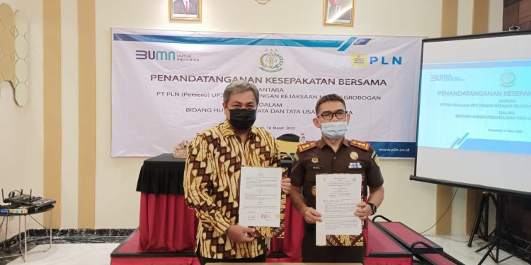 Penandatanganan Kesepakatan Bersama antara PT PLN (Persero) UP3 Demak Dengan Kejaksaan Negeri Grobogan dalam Bidang Hukum Perdata dan Tata Usaha Negara