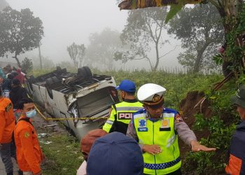 Kecelakaan Bus Pariwisata Di Jalan Magelang- Boyolali, Polisi : Tidak Ada Korban Jiwa
