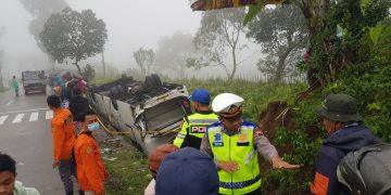 Kecelakaan Bus Pariwisata Di Jalan Magelang- Boyolali, Polisi : Tidak Ada Korban Jiwa