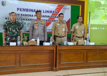 Jelang Pilkades, Danramil 09/Karangtengah Berikan Pembinaan Dan Pelatihan Linmas
